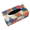 Colorful patchwork leather tissue box for Nordic-style living room desktop storage decoration Item Picture